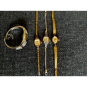 Lot of 4 women's manual wind vintage watches, 1950s, for parts/repair
